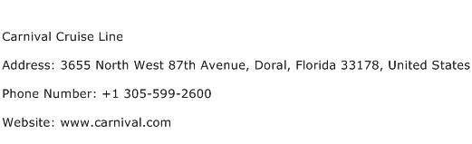Carnival Cruise Line Address, Contact Number of Carnival Cruise Line
