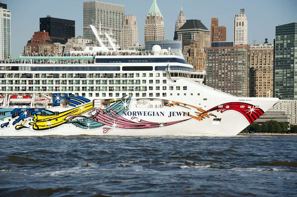 Norwegian Jewel Cruise Ship in Atlantic Basin New York goi ...