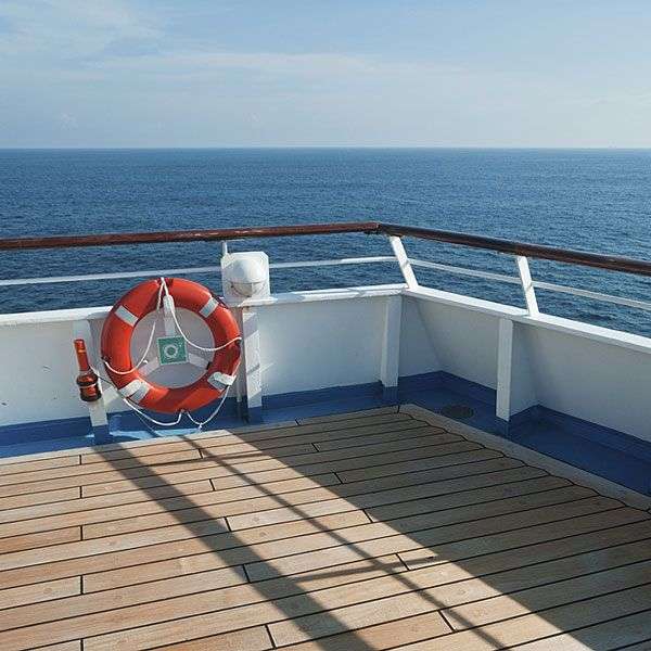 Safety is part of this cruise ship deck.